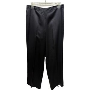 Talbots Vintage Pure Silk Dress Pants Side Zipper Trousers Lined Solid Black 10